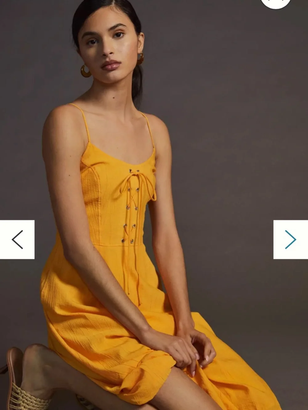 Anthropologie Maeve Orange Lace-Up Midi Dress NWT S - Picture 2 of 12